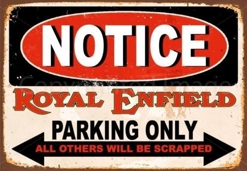 Home Cinema Logo - Uwaga Royal Enfield Parking Tylko metalowy
