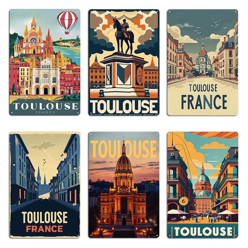 Home Cinema France - Plakat Turystyczny Toulouse Francja Grafika Carraann