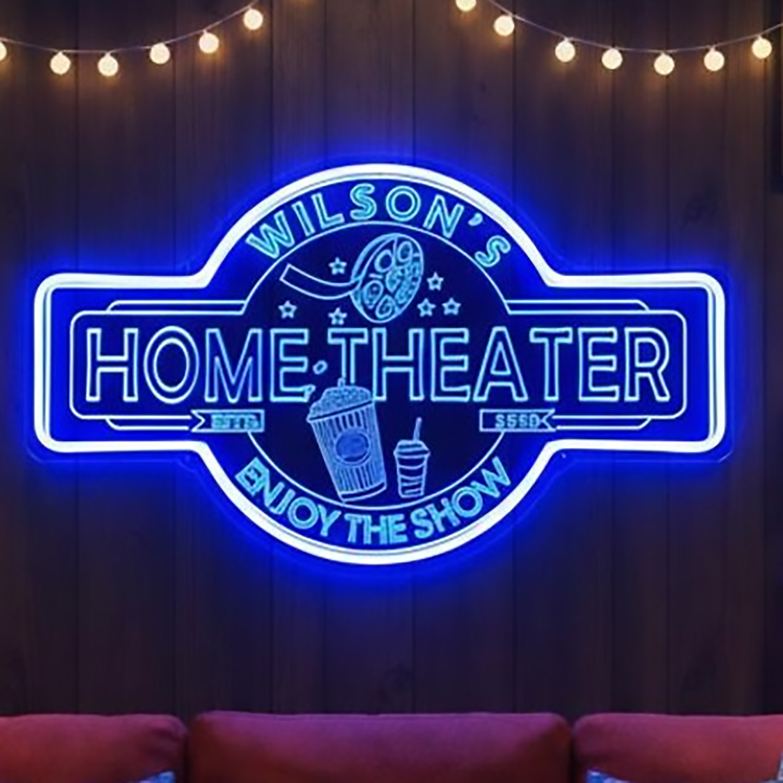 Home Cinema Room - Personalizowany neonowy szyld do kina domowego,