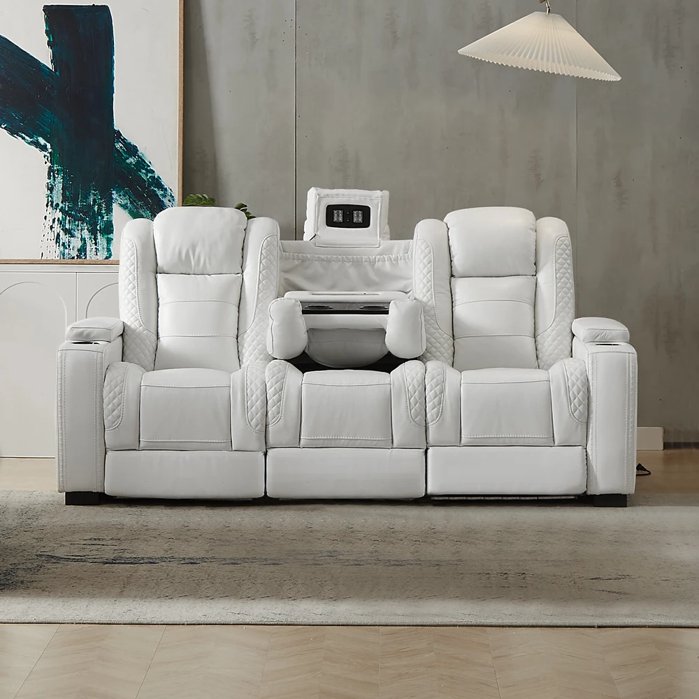 Home Cinema Luxury - Luksusowa rozkładana sofa elektryczna z białej