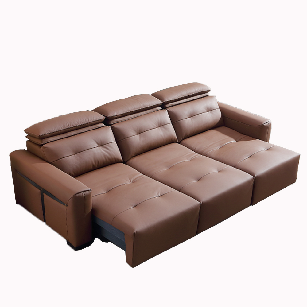 Home Cinema Room - Elektryczna rozkładana sofa z prawdziwej skóry